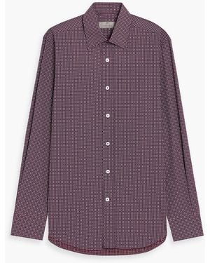 Canali Printed Cotton-Poplin Shirt - Purple
