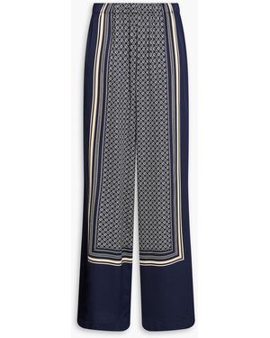 Rag & Bone Printed Satin Wide-Leg Trousers - Blue