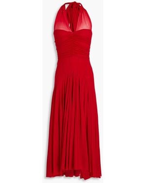 Philosophy Di Lorenzo Serafini Ruched Tulle Halterneck Midi Dress - Red