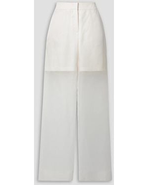 Lafayette 148 New York Sullivan Layered Silk-organza And Satin Straight-leg Trousers - White