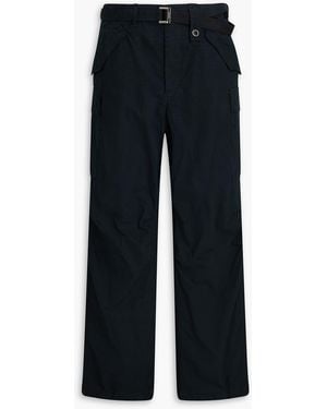 Sacai Belted Cotton-Blend Ripstop Cargo Trousers - Black