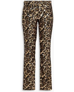 Dolce & Gabbana Leopard-print Sequined Woven Slim-leg Trousers - Metallic