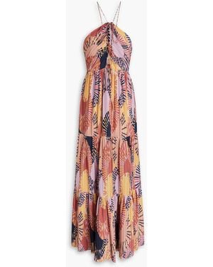 Ba&sh Pleated Printed Crepe Maxi Dress - White