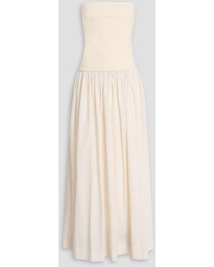 Esse Studios Strapless Stretch-Knit And Cotton-Poplin Maxi Dress - White
