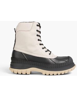 Ganni Woven And Rubber Hiking Boots - White