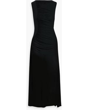 Ulla Johnson Livia Ruched Lyocell-Jersey Midi Dress - Black