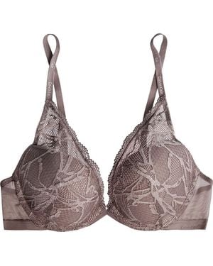 Calvin Klein Infuse Stretch-Lace And Tulle Plunge Bra - Brown