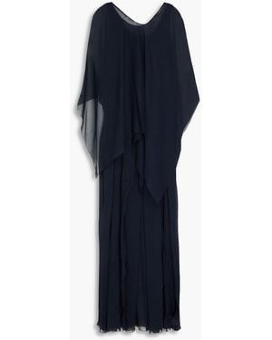 Alberta Ferretti Convertible Cape-effect Crepon Gown - Blue