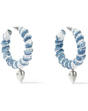 DANNIJO Lou Oxidized-Plated, Denim And Lace Hoop Earrings - Blue