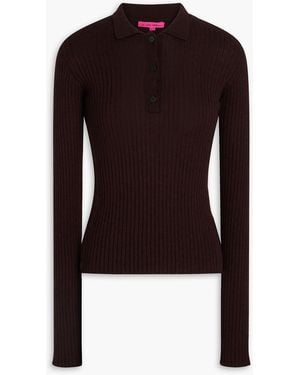 The Elder Statesman Cashmere And Silk-blend Polo Sweater - Black
