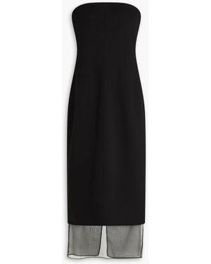 Esse Studios Issia Strapless Organza-Trimmed Crepe Midi Dress - Black