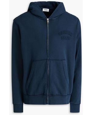 Sandro Distressed French Cotton-Terry Zip-Up Hoodie - Blue