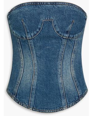 Magda Butrym Strapless Faded Denim Top - Blue