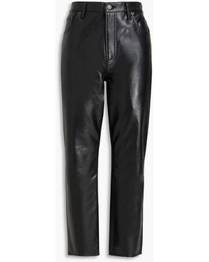Citizens of Humanity Jolene Cropped Leather Slim-Leg Pants - Black