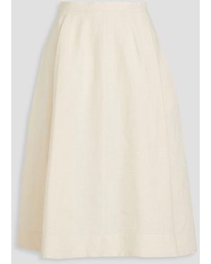 Chloé Pleated Linen Midi Skirt - Natural