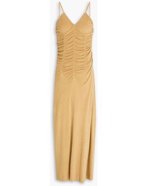 BITE STUDIOS Marea Ruched Cotton-bled Terry Midi Dress - Metallic