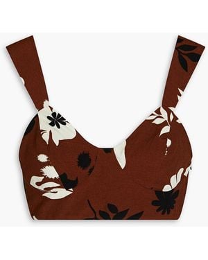 Racil Nandi Floral-print Crepe De Chine Bra Top - Brown