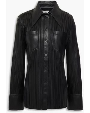 Nanushka Blaine Pleated Faux Leather Shirt - Black