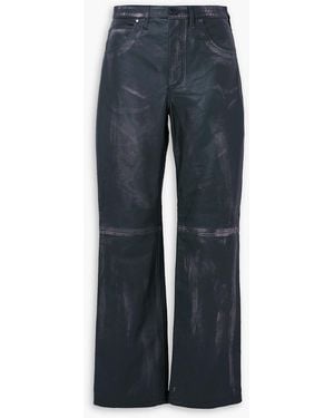 Dodo Bar Or Tati Distressed Panelled Leather Straight-leg Trousers - Blue