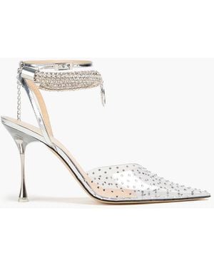 Mach & Mach Alexa Crystal-embellished Pvc Court Shoes - White