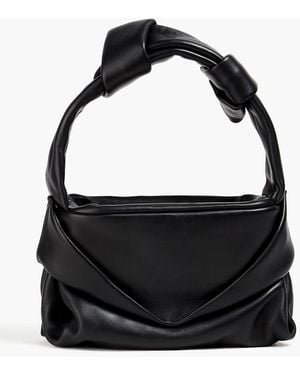 STAUD Kiss Gathered Leather Shoulder Bag - Black