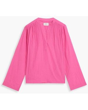 Joie Bezona Crinkled Cotton-gauze Blouse - Pink