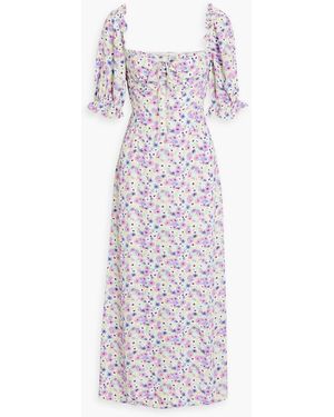 RIXO London Montenegro Ruffle-trimmed Floral-print Crepe Midi Dress - White