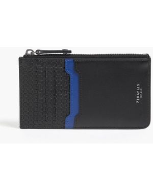 Serapian Kartenetui aus leder und beschichtetem canvas - Blau