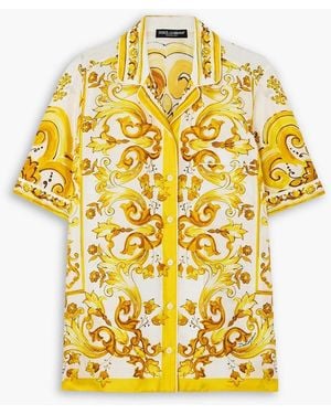 Dolce & Gabbana Maiolica Floral-Print Silk-Twill Shirt - Yellow