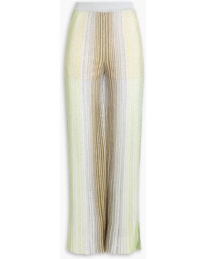 Missoni Metallic Striped Ribbed-Knit Flared Trousers - White