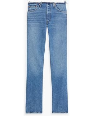 RE/DONE Frayed Low-Rise Straight-Leg Jeans - Blue