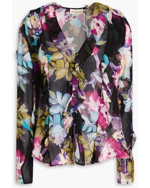 Nicholas Ruffled Floral-print Silk-chiffon Blouse - Black