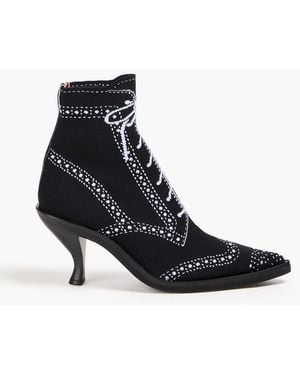 Thom Browne Sock boots aus strick mit print und lederbesatz - Schwarz