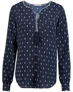 Tart Collections Murphy Tasseled Printed Crepe Top - Blue