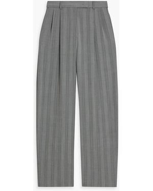 Sportmax Andal Pleated Pinstriped Twill Wide-Leg Pants - Gray