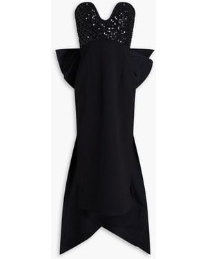 Rebecca Vallance Marie Strapless Bow-detailed Embellished Crepe Midi Dress - Black