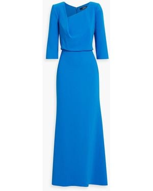 Badgley Mischka Draped Crepe Gown - Blue