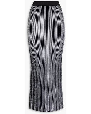 Missoni Embellished Striped Ribbed-Knit Maxi Skirt - Grey