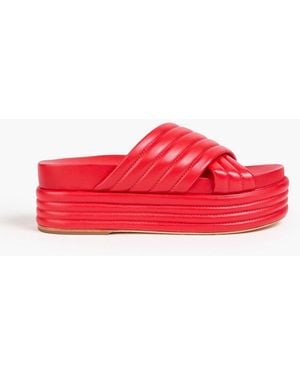 FARM Rio Quilted Leather Platform Sandals - Red