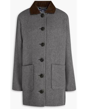 Veronica Beard Freya Dickey Corduroy-Trimmed Felt Coat - Grey