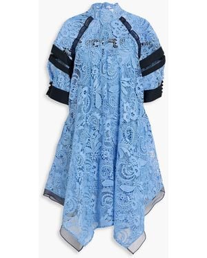 3.1 Phillip Lim Corded Lace And Cotton-Twill Dress - Blue