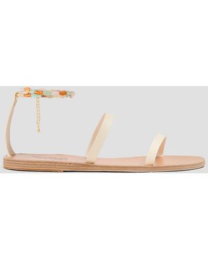 Ancient Greek Sandals Smirni Embellished Leather Sandals - White