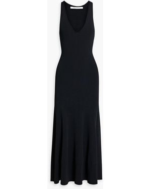 Another Tomorrow Rib Knitwear Dress in Black | Lyst