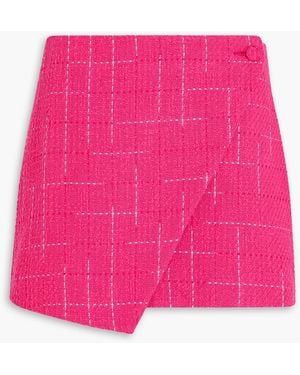 Saks Potts Checked Cotton-blend Tweed Mini Wrap Skirt - Pink