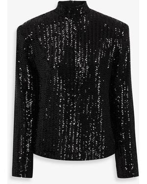 Anine Bing Josephine Sequined Tulle Top - Black