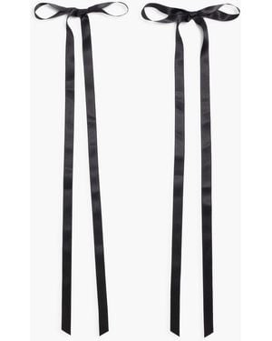Jennifer Behr Gretta Silk-Satin Bow Hair Slides - Black