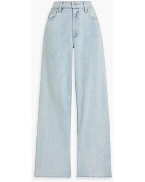 PAIGE Leenah Distressed High-Rise Wide-Leg Jeans - Blue