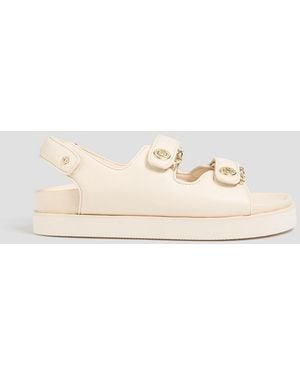 Maje Embellished Leather Slingback Sandals - White