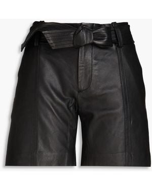 Vince Shorts aus leder mit kontrastnähten - Schwarz