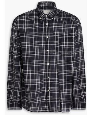 Officine Generale Arsene Checked Cotton-jacquard Shirt - Black